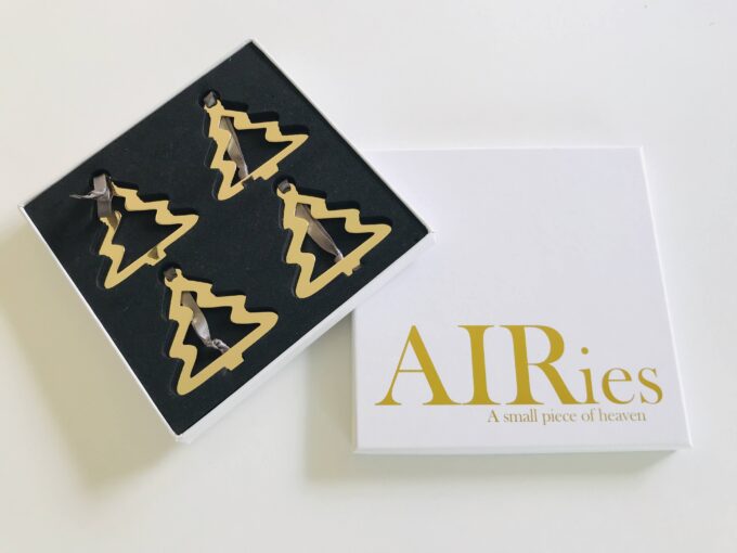 Guld træ 4-pak æske Airies guld juletræer