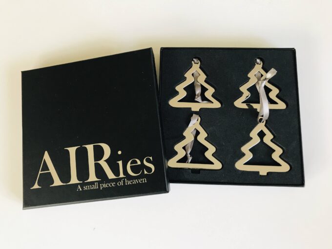 Sølv træ 4-pak æske Sølv juletræer