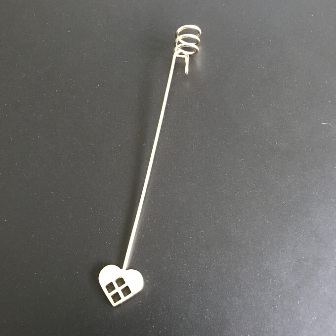 Lysholder til julelys sølv med hjerte