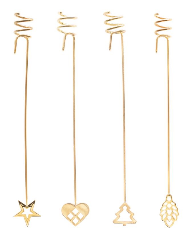 Lysholdere til juletræ i guld 4-pak AIRies julepynt